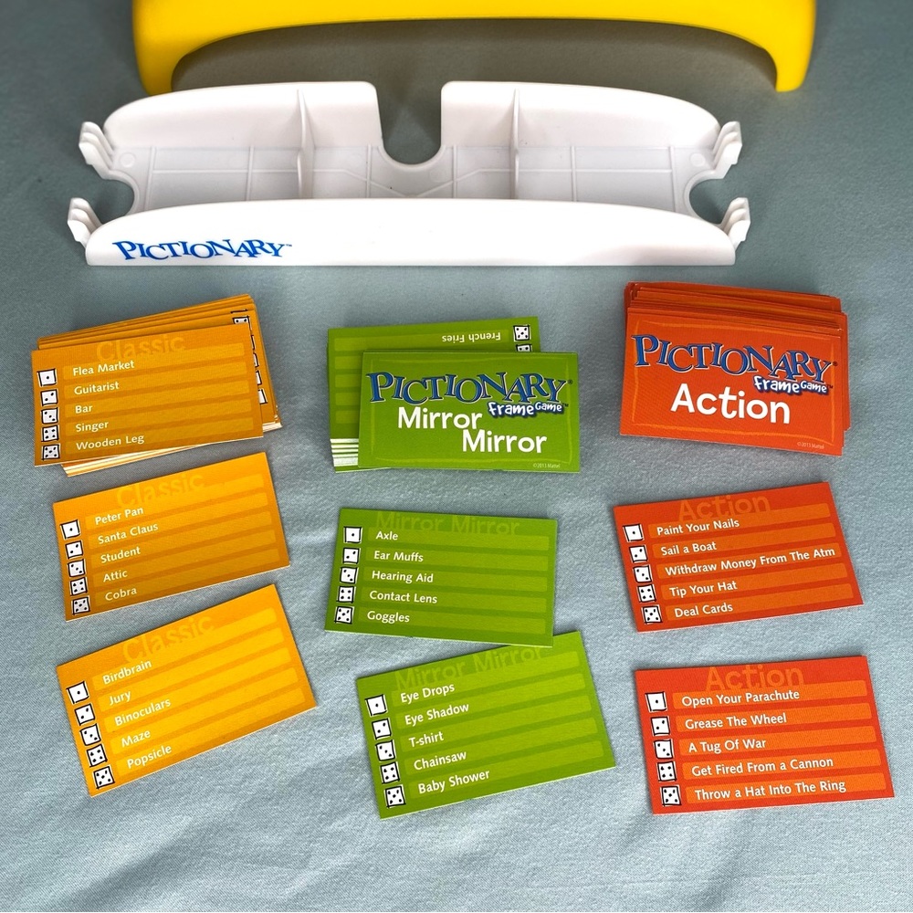 Pictionary card game with card stand holder